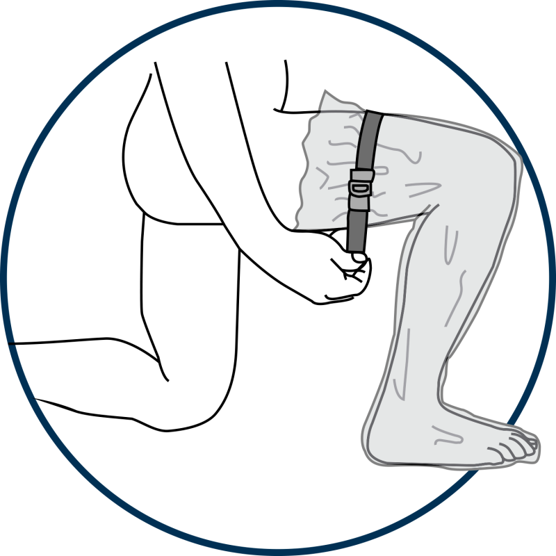 HydroSeal Boot strapped on the leg